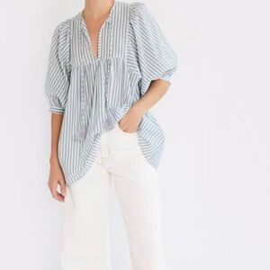 Mille Thalia Striped Blouse in Calais Stripe Size XXS Balloon Sleeve